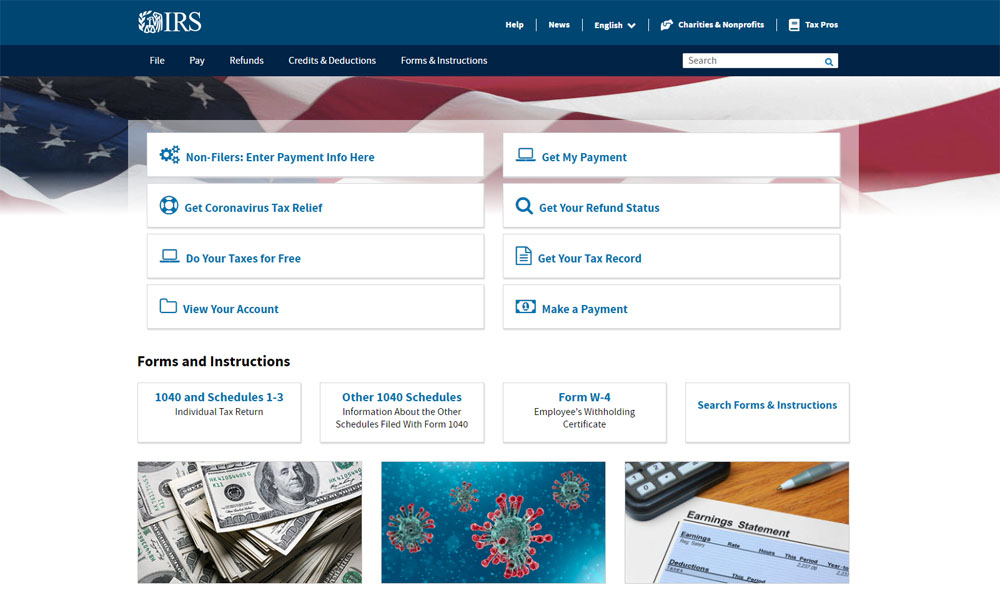 IRS, 1200불 지원금관련 '내 결재 받기' 사이트 오픈
